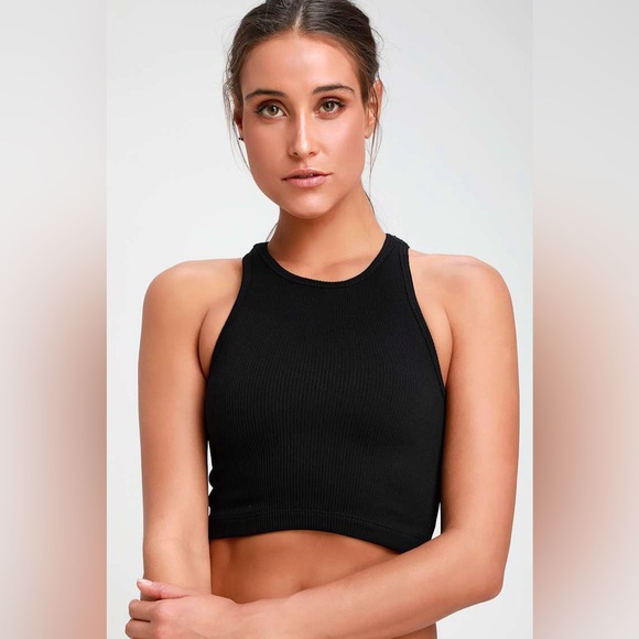 FP Movement Roxy Black Ribbed Seamless Cropped Tank Top M/L - Picture 2 of 4